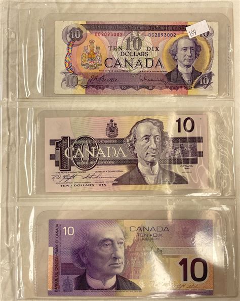 3 Vintage Canadian $10 Bills