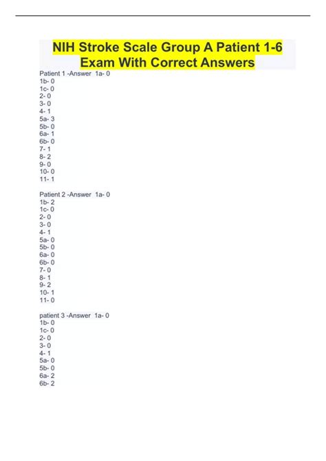 NIH Stroke Scale Group A Patient 1-6 Exam With Correct Answers - NIH ...