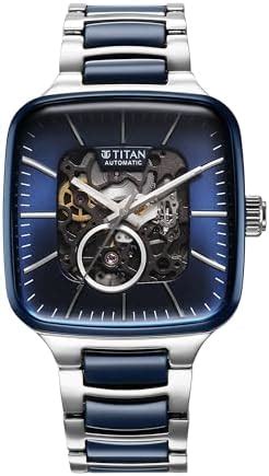 Titan Ceramic Fusion Skeleton Automatic Rich Blue Dial Steel & Ceramic ...