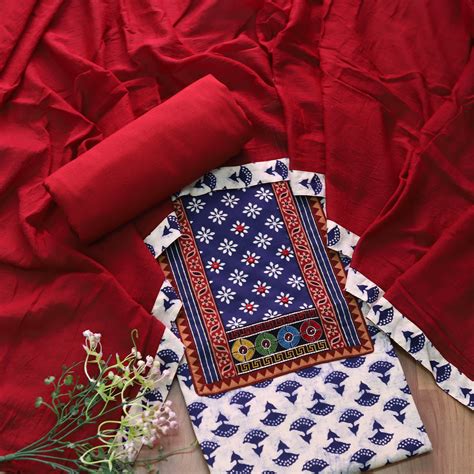 Roopsakhi Indigo Blue Dabu Print Mirror Work Kutch Fusion Neck Cotton ...