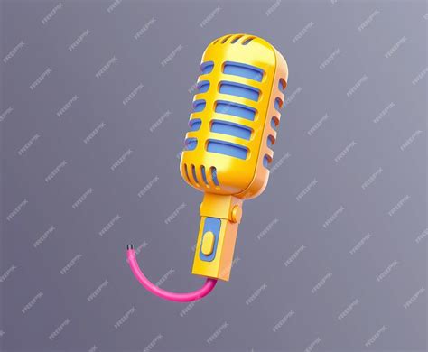 Yellow microphone with blue grill and pink wire | Premium AI-generated ...