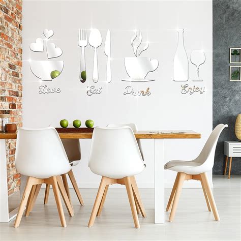 Outus 17 Pieces Kitchen Wall Decor Acrylic Mirror Wall India | Ubuy