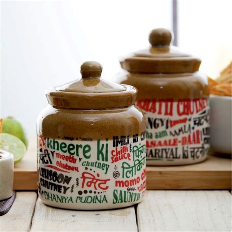 Buy EK DO DHAI Set of 2 Ceramic Chutney Jars - 300ml from Ek Do Dhai at ...