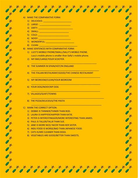 Compraretive Worksheet 的图像结果