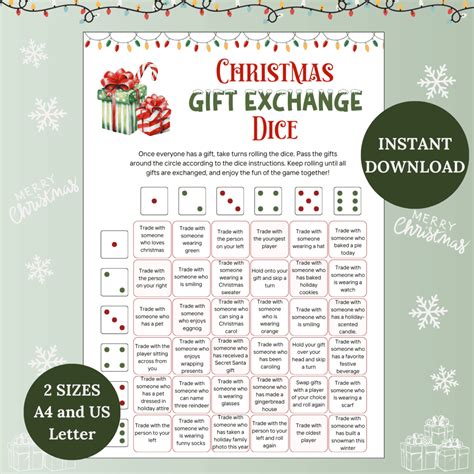 White Elephant Exchange Game, Christmas Dice Game for Gift Exchanges ...