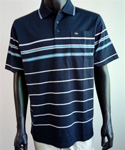 Golf Shirt 100%Cotton Men's Double Mercerized Stripe Polo Shirt - T ...