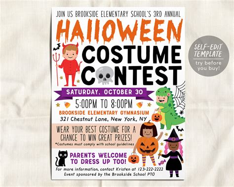 Costume Contest Flyer Halloween Costume Contest Flyer Etsy UK