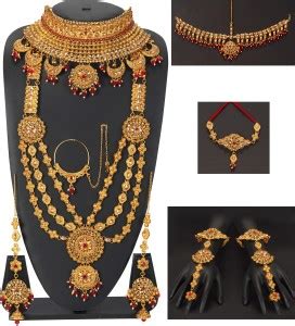 DULHAN SET Shell Gold-plated Red Jewellery Set Price in India - Buy ...