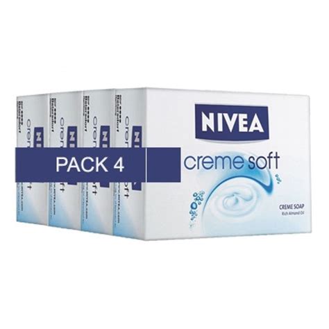 Nivea Creme Soft Cream Soap Bar (Pack of 4), 75gm Each