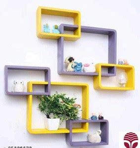 bombaywoodhandicraft Wall Mount Intersecting Wall Shelves MDF (Medium ...