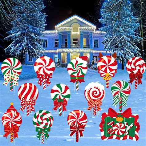 Amazon.com : 20Pcs Outdoor Double Sided Lawn Decorations Christmas ...