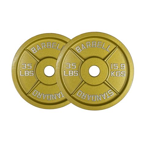 35LB Gold Olympic Steel Plate Pair - 2 Inch Barbell Standard 35 Pound ...