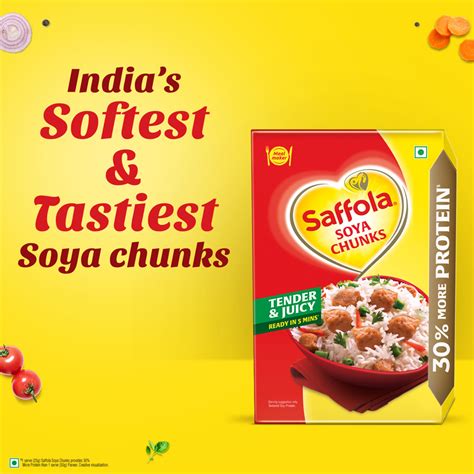Buy Saffola Soya Chunks, Tender & Juicy, 53% Protein, 1kg Online at ...
