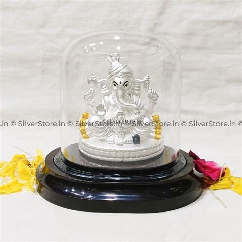Buy Pure Silver Ganesh Idols Online at Best Price With Acrylic Gift Box ...