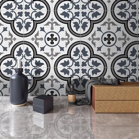SUNWINGS Blue and White 12-in x 12-in Matte Composite Mixed Pattern ...