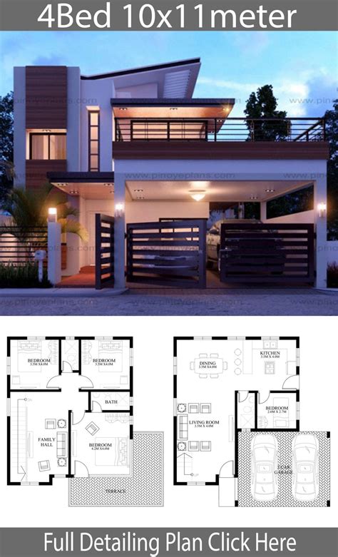 Modern home design 10x11m with 4 bedrooms - Home Design with Plansearch ...