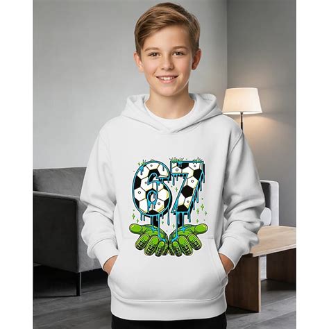 Jungen 3D Grafik Fußball Lustiger Slang 67 Kapuzensweatshirt Pullover ...