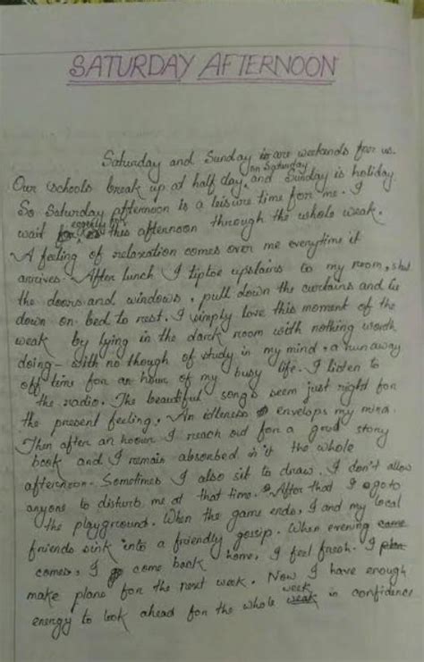Write a paragraph about Sunday afternoon.[Hints: Place — time — what ...