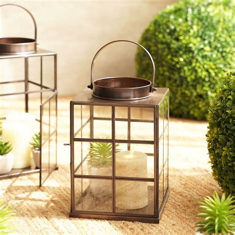 Shop Brown Antique Finish Metal Square Lantern - Small - at Best Price ...