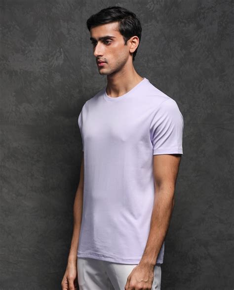 Buy Guild Casual - Gis - Pastel Purple Slim Fit Plain T-Shirt| Rare Rabbit