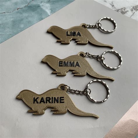 Buy Personalised Otter Keyring: 3D Printed Wildlife Keychain Online in ...