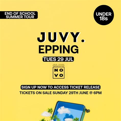 JUVY Under 18s - End Of School Tour - Tues 29 July - Epping, Club Novo ...
