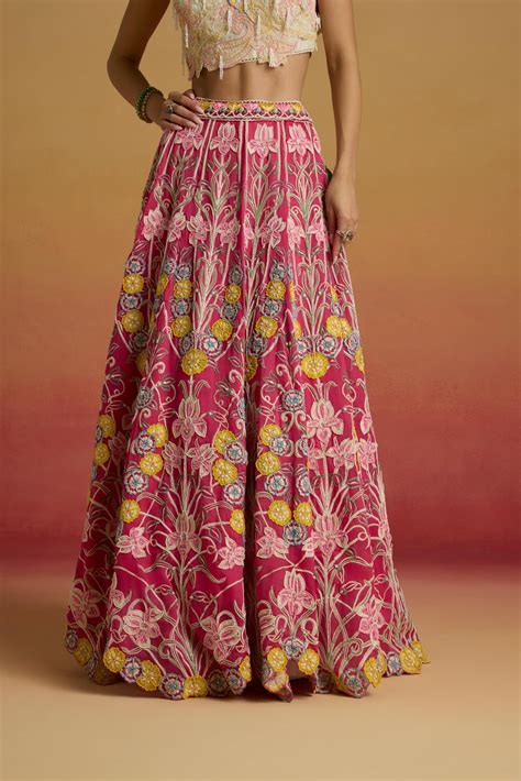 HOT PINK CONTRAST THREADWORK LEHENGA – Deval The Multi Designer Store