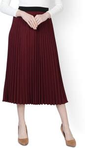 EZ stall Solid Women Pleated Maroon Skirt - Buy EZ stall Solid Women ...