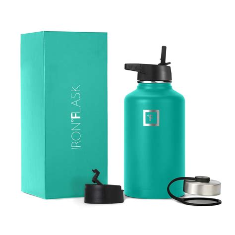 Iron Flask Sports Water Bottle - 64 Oz, 3 Lids (Straw Lid), Vacuum ...
