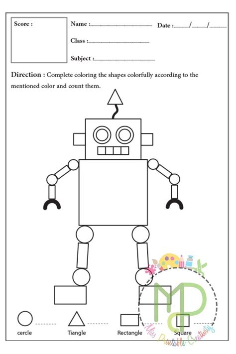Robot Basic Shapes Worksheet 的图像结果