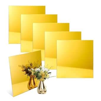 Shelly Creations Acrylic Golden Sticker Mirror for Wall – Large Self ...
