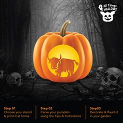 Highland Cow Pumpkin Stencil - Allthingshallows.com – AllThingsHallows
