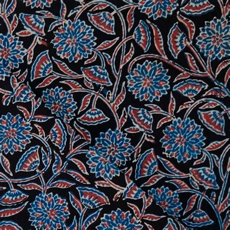Pure Cotton Special Ajrak Black With Shevanti Jaal Hand Block Print Bl ...