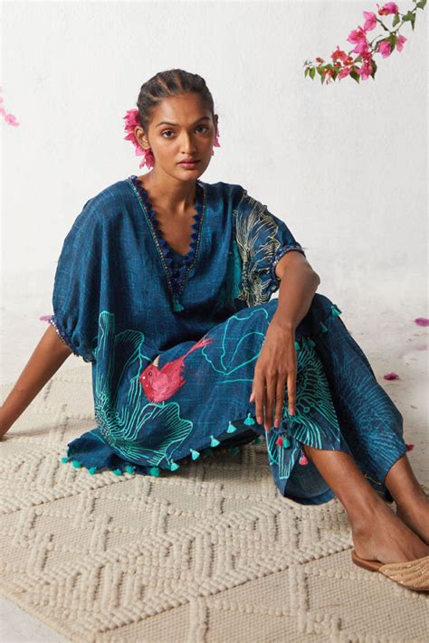 Basil Leaf - Co-ord Set In Blue - Elahe