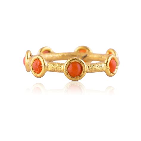 Handcrafted Silver Gold Plated Coral Ring – Adore Jewels