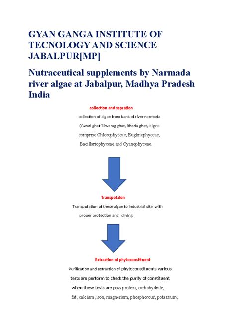 Nutraceutical Supplements from Narmada River Algae: Collection ...