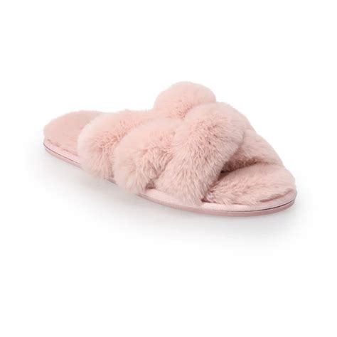 LC Lauren Conrad Women's X-Band Faux Fur Slide Slippers