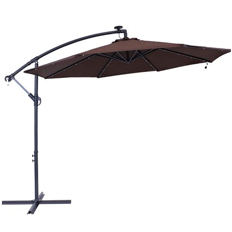 Buy Sunnydaze Steel 10-Foot Offset Solar LED Patio Umbrella with ...
