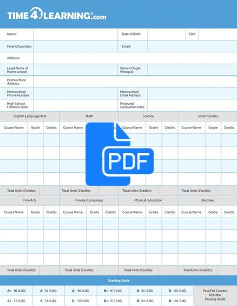 Image result for Time4Learning Transcript Template