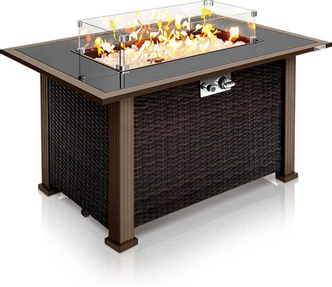 SereneLife Outdoor Propane Fire Pit Table - CSA Approved Safe 50,000BTU ...