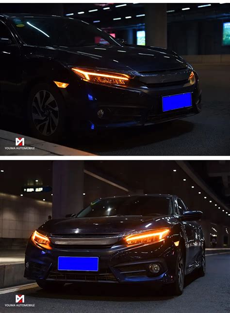 Civic Headlights 2016-2018 All LED Headlight DRL Dynamic Signal Hid He ...