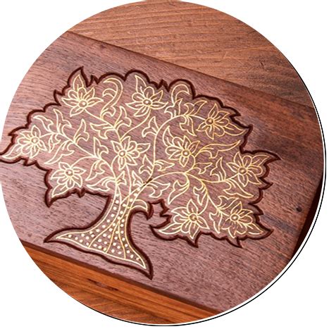 Buy Handcrafted Wooden Engraved Tray - Green Floral Online