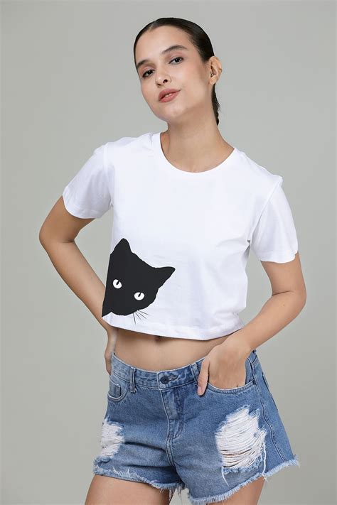 Peek A Boo White Printed Crop Top – OLAVI