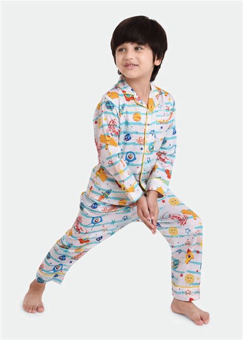 Space Enthusiast Printed Night Suit Set - koochi Poochi