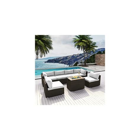 Buy Patio Furniture Outdoor Sectional with Propane Fire Pit Table ...