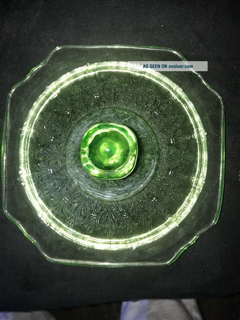 Vintage Anchor Hocking Green Uranium Depression Glass Cookie Jar W/Lid ...