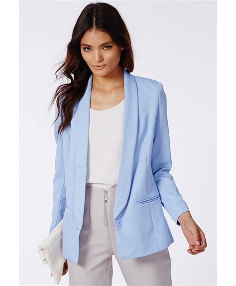 Missguided - Eilise Longline Blazer Powder Blue | Blazer outfits for ...