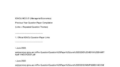 MCO21 Managerial Economics Previous Year Questions Compilation - Studocu