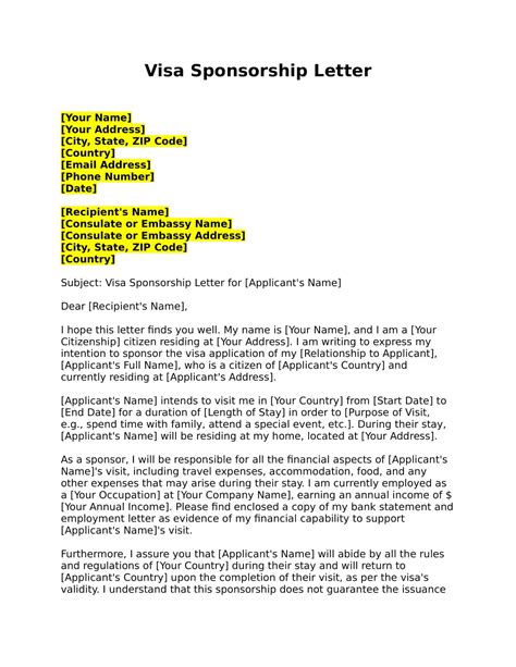 Free Printable Sponsorship Letter Templates [PDF, Word, Excel] Visa, Event