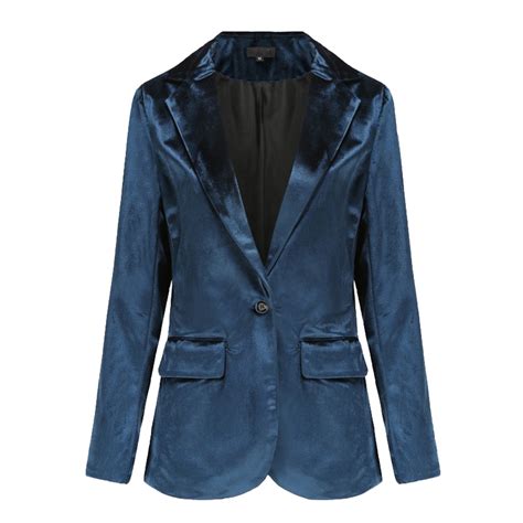 Royal Blue Blazers for Women Fall Winter Velvet Work Office Elegant ...